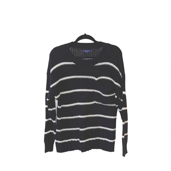 American Eagle Black & White Striped Chunky Knit Sweater Medium Women’s - Picture 1 of 11